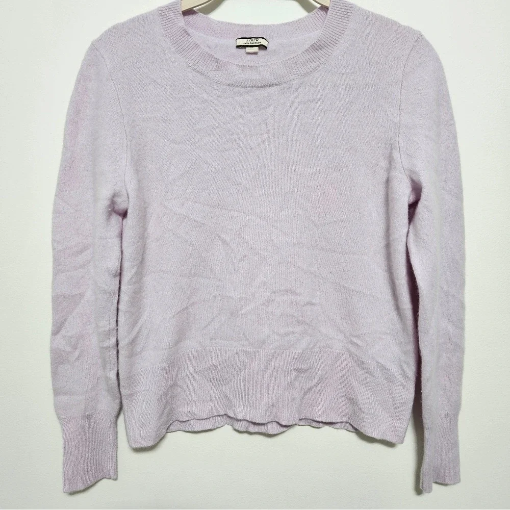 J.CREW 100% Cashmere Sweater Long Sleeve Coquette Cottage Cozy Womens Purple‎ M